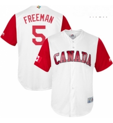 Mens Canada Baseball Majestic 5 Freddie Freeman White 2017 World Baseball Classic Replica Team Jersey