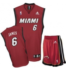 Miami Heat 6 Lebron James Red Revolution 30 Swingman Jersey & Shorts Suit