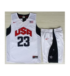 USA Basketball #23 Kyrie Irving White Jersey & Shorts Suit