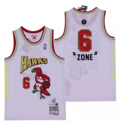 Men B&R Remix Jersey Hawks 6 Zone White Throwback Jersey