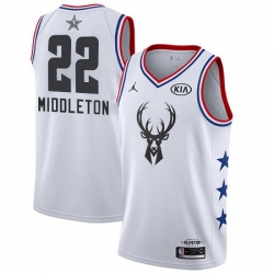 Bucks 22 Khris Middleton White Youth Basketball Jordan Swingman 2019 AllStar Game Jersey