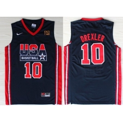 1992 Olympics Team USA 10 Clyde Drexler Navy Blue Swingman Jersey 