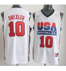 1992 Olympics Team USA 10 Clyde Drexler White Swingman Jersey 