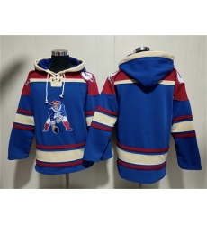 Men New England Patriots Blank Navy Ageless Must Have Lace Up Pullover Hoodie
