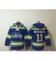 Men Seattle Seahawks  11 Jaxon Smith Njigba Royal Ageless Must Have Lace Up Pullover Hoodie