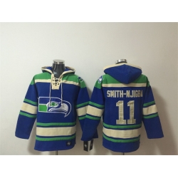 Men Seattle Seahawks  11 Jaxon Smith Njigba Royal Ageless Must Have Lace Up Pullover Hoodie