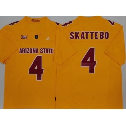 Men Arizona Sun Devils Yellow #4 Cam SKATTEBO White Stitched F U S E NCAA Jersey