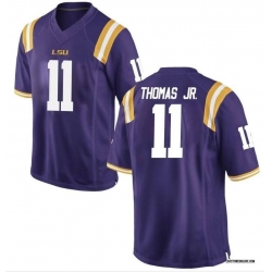 Men LSU Tigers Brian Thomas JR. Purple Stitched Game Jersey