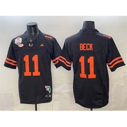 Men Miami Hurricanes  11 Carson Beck Black F U S E  Fiesta Bowl Champions   Florida Patch Stitched Football Jersey
