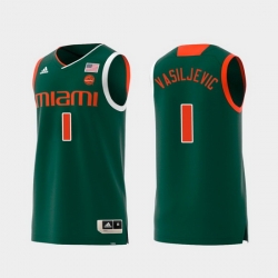 Men Miami Hurricanes Dejan Vasiljevic Green Replica College Basketball Jersey