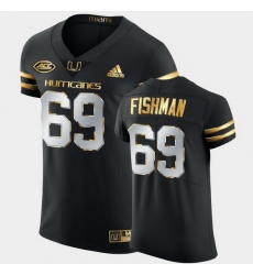 Men Miami Hurricanes Sam Fishman Golden Edition Black Authentic Jersey