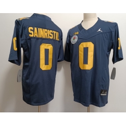 Men Michigan Wolverines Mike Sainristil #0 Navy Blue F U S E Stitched Jersey