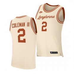 Texas Longhorns Matt Coleman Iii Cream Retro Texas Longhorns Jersey