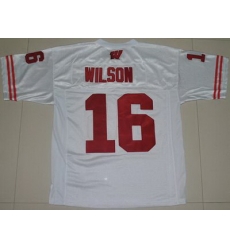 Badgers #16 Russell Wilson White Embroidered NCAA Jersey