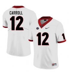 Men #12 Lovasea Carroll Georgia Bulldogs College Football Jerseys Sale-White