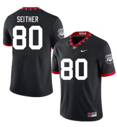 Men #80 Brett Seither Georgia Bulldogs 100th Anniversary College Football Jerseys Sale-100th Black