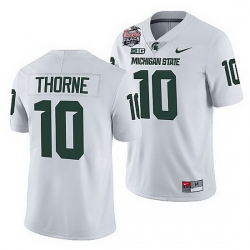 Michigan State Spartans Payton Thorne White 2021 Peach Bowl College Football Playoff Jersey