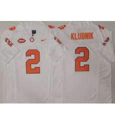 Men Clemson Tigers White #2 Cade Klubnik Stitched F U S E NCAA Jersey