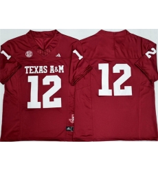 Men Texas A 26M Aggies Lions 12 Premier Strategy Red 2025 F U S E  Stitched Jersey