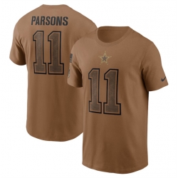 Men Dallas Cowboys 11 Micah Parsons 2023 Brown Salute To Service Name  26 Number T Shirt