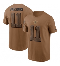 Men Dallas Cowboys 11 Micah Parsons 2023 Brown Salute To Service Name Number T Shirt