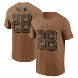 Men Indianapolis Colts 28 Jonathan Taylor 2023 Brown Salute To Service Name  26 Number T Shirt