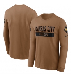 Men Kansas City Chiefs 2023 Brown Salute To Service Long Sleeve T Shirt