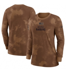 Women Las Vegas Raiders Brown 2023 Salute To Service Long Sleeve T Shirt