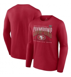 Men San Francisco 49ers Scarlet 2023 NFC Champions Hometown Not Done Long Sleeve T Shirt