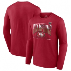 Men San Francisco 49ers Scarlet 2023 NFC Champions Hometown Not Done Long Sleeve T Shirt