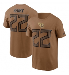 Men Tennessee Titans 22 Derrick Henry 2023 Brown Salute To Service Name Number T Shirt