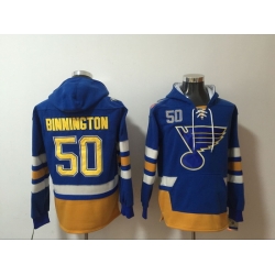 Men St.Louis Blues 50 Jordan Binnington Stitched Hoodie