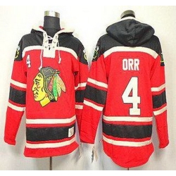 Chicago Blackhawks 4 Bobby Orr Red Lace-Up NHL Jersey Hoodies