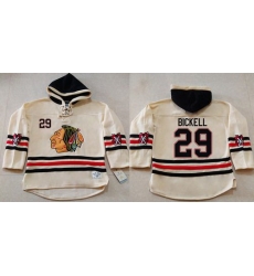 Men Chicago Blackhawks 29 Bryan Bickell Cream Heavyweight Pullover Hoodie Stitched NHL Jersey