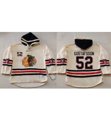 Men Chicago Blackhawks 52 Erik Gustafsson Cream Heavyweight Pullover Hoodie Stitched NHL Jersey