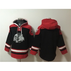 Men Chicago Blackhawks Blank Black Lace Up Pullover Hoodie