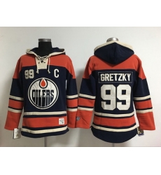 Men Edmonton Oilers 99 Wayne Gretzky dark Blue Stitched NHL Hoodie