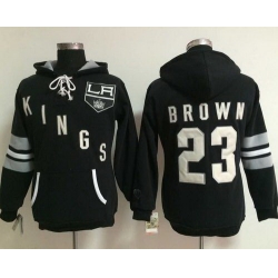 Los Angeles Kings 23 Dustin Brown Black Women Old Time Heidi Hoodie