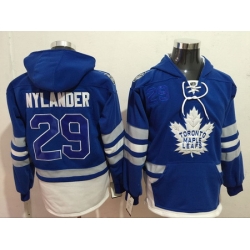 Maple Leafs 29 William Nylander Blue All Stitched Hooded Sweatshirt