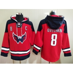 Men's Washington Capitals #8 Alex Ovechkin Red Ageless Must-Have Lace-Up Pullover Hoodie