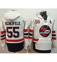 Men Winnipeg Jets 55 Mark Scheifele White Name  26 Number Pullover NHL Hoodie