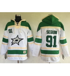 Men Dallas Stars 91 Tyler Seguin White Sawyer Hooded Sweatshirt Stitched NHL Jersey