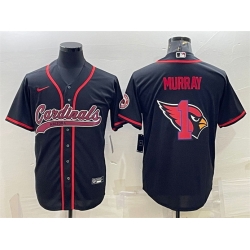 Men Arizona Cardinals 1 Kyler Murray Black Team Big Logo With Patch Cool Base Stitched Baseball Jersey