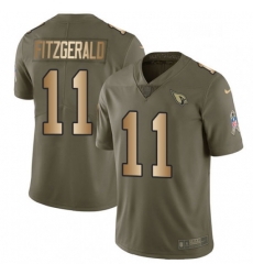 Men Nike Arizona Cardinals 11 Larry Fitzgerald Limited OliveGold 2017 Salute to Service NFL Jersey