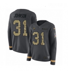 Womens Nike Arizona Cardinals 31 David Johnson Limited Black Salute to Service Therma Long Sleeve NFL Jersey