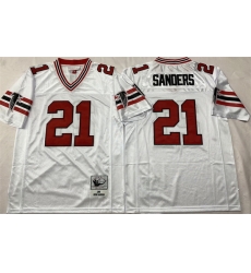 Men Atlanta Falcons 21 Deion Sanders White Throwback Stitched Football Jersey