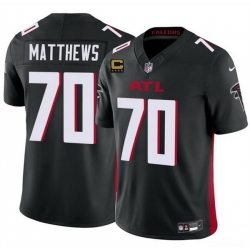 Men Atlanta Falcons 70 Jake Matthews Black 2025 F U S E With 4 Star C Patch Vapor Untouchable Limited Stitched Football Jersey