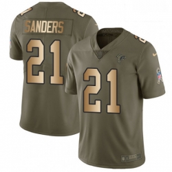 Men Nike Atlanta Falcons 21 Deion Sanders Limited OliveGold 2017 Salute to Service NFL Jersey