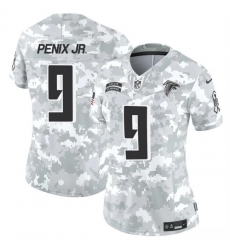 Women Atlanta Falcons 9 Michael Penix Jr  2024 F U S E Arctic Camo Salute To Service Limited Stitched Football Jersey