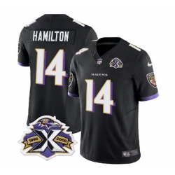 Men Baltimore Ravens 14 Kyle Hamilton Black 2023 F U S E With Patch Throwback Vapor Limited Jersey